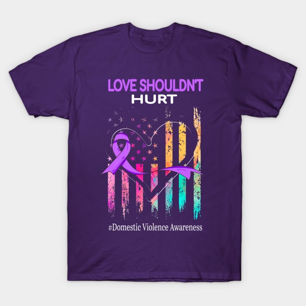 Love Shouldn't Hurt Domestic Violence Awareness Purple T-Shirt by Donebe
